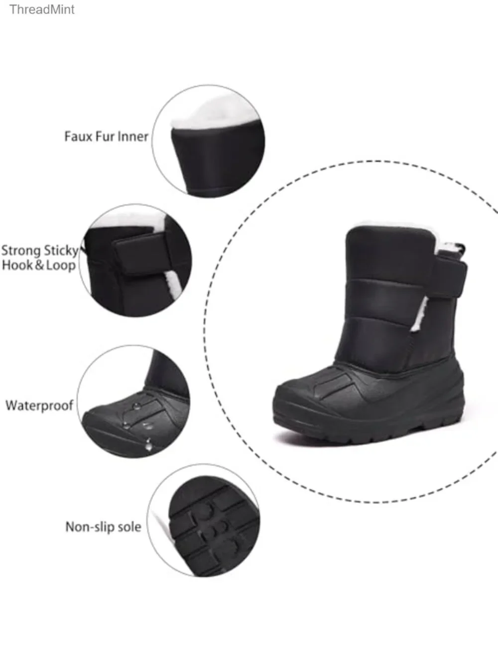 MORENDL Kids Waterproof Snow Boots Toddler Winter Boots Fur Lined